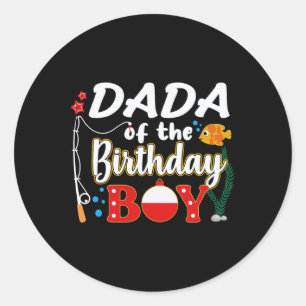 Adesivo Redondo Pai Do Menino Do Aniversário Família De Pesca Corr