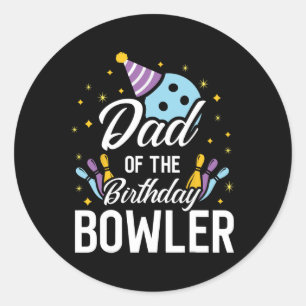 Adesivo Redondo Pai Do Partido Birthday Bowler Boliche Corresponde