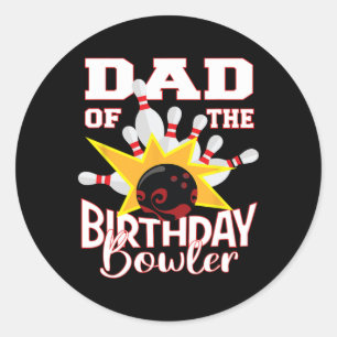Adesivo Redondo Pai Do Partido Birthday Bowler Kid Boliche Party