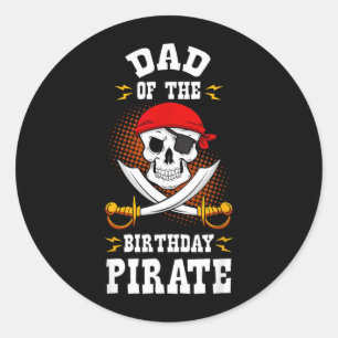 Adesivo Redondo Pai do Pirata de Aniversário Tema Correspondente B