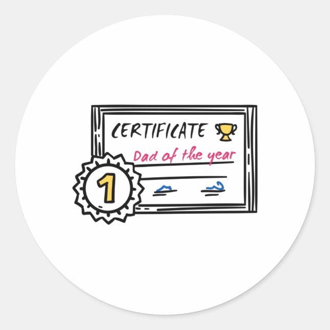 Adesivo Redondo Pai do Prêmio de certificado do ano (Frente)