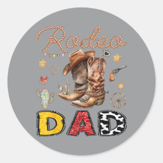 Adesivo Redondo Pai do Rodeio Caubói Ocidental Engraçado Festa de