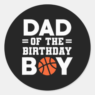 Adesivo Redondo Pai Do Treinador De Basquete De Birthday Boy Baske