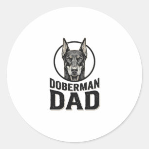 Adesivo Redondo Pai Doberman Vintage Gravação Design Amante de Cãe