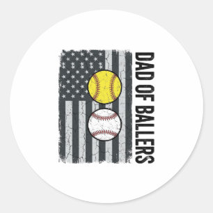 Adesivo Redondo Pai dos Jogadores de Softbol Beisebol Patriótico