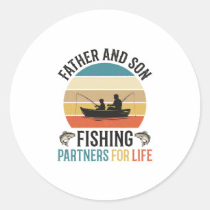 Adesivo Redondo Pai e Filho Parceiros de Pesca para a Vida Design_