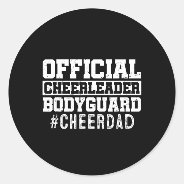 Adesivo Redondo Pai Engraçado Cheerleader Oficial do Papa Bodyguar (Frente)