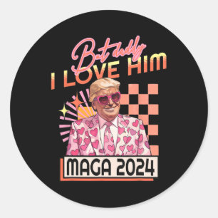 Adesivo Redondo Pai Eu Amo-Lo Maga 2024 Donald Trump Back 4th O