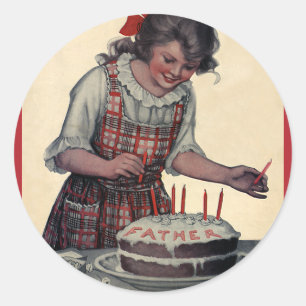 Adesivo Redondo Pai feliz da festa de aniversário da ilustração