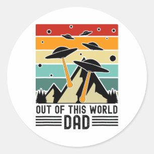 Adesivo Redondo Pai Fora deste Mundo, Dia dos Pais Alien