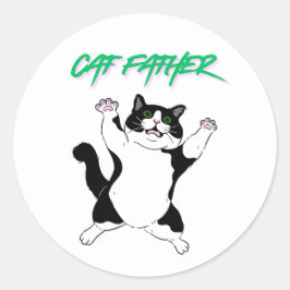 Adesivo Redondo Pai Gato Engraçado