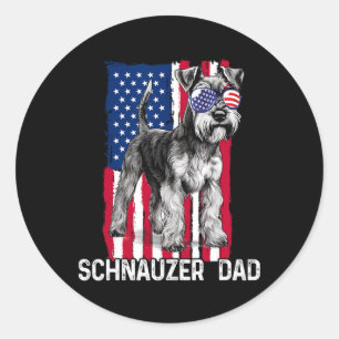 Adesivo Redondo Pai Gift Mini Schnauzer Usa Flag 4th O