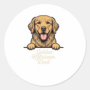 Adesivo Redondo Pai Golden Retriever Gravação Vintage