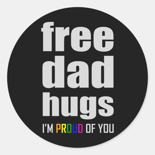 Adesivo Redondo PAI GRATUITO HUGS LGBT Pride Mês LGBTQ Bandeira Ar (Frente)