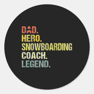 Adesivo Redondo Pai Hero Snowboard Coach Engraçado Snowboard Coa