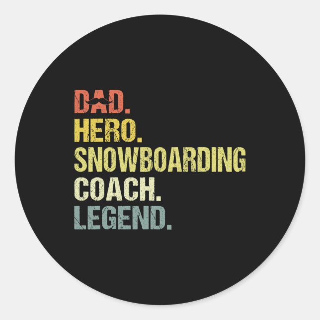 Adesivo Redondo Pai Hero Snowboard Coach Engraçado Snowboard Coa (Frente)