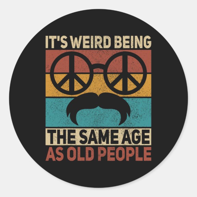 Adesivo Redondo pai Hippie de 60 anos 70 Aniversário do Vovô (Frente)