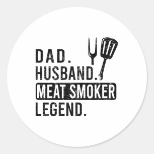 Adesivo Redondo Pai. Husbynd. Fumante De Carne. Lenda. -Churrasco