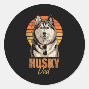 Adesivo Redondo Pai Husky Legal Retro Divertido Vintage Amantes de