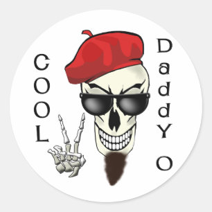 Adesivo Redondo Pai legal - crânio do Beatnik de O