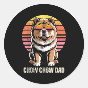 Adesivo Redondo Pai Legal do Chow Chow Retro Divertido Dono de Cac