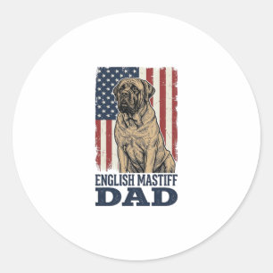 Adesivo Redondo Pai Mastiff Inglês Patriótico Design de Cachorro V