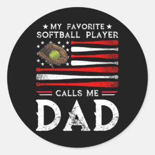 Adesivo Redondo Pai Meu Jogador De Softball Favorito Me Chama De P