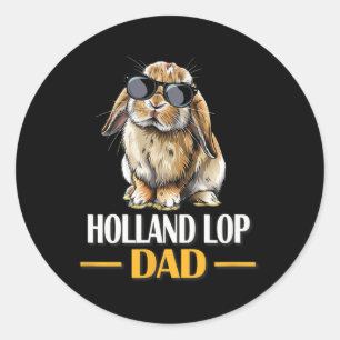 Adesivo Redondo Pai Mini Holland Lop Amante de Coelhos