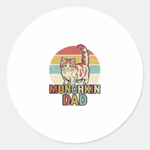 Adesivo Redondo Pai Munchkin Camisa Retro Amante de Gato Vetor Des