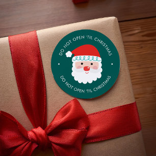 Adesivo Redondo Pai Natal Bonito - Adicione Seu Próprio Texto de