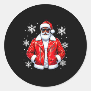 Adesivo Redondo Pai Natal fixe afro-americano de Natal Pijama