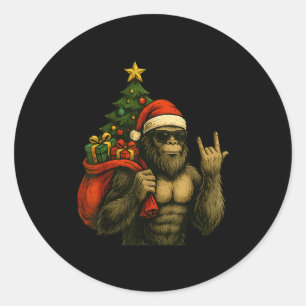 Adesivo Redondo Pai Natal Pé Grande Árvore de Natal Rock On Natal