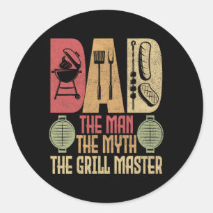 Adesivo Redondo Pai O Homem O Mito O Churrasco De Grill