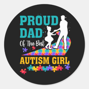 Adesivo Redondo Pai Orgulhoso Da Melhor Garota Autista Que Autismo
