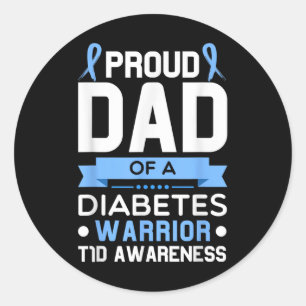 Adesivo Redondo Pai Orgulhoso De Um Guerreiro Da Diabetes Tipo De