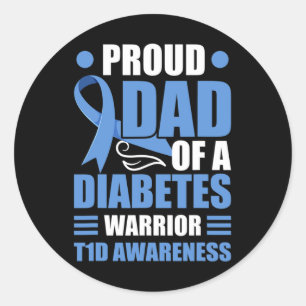 Adesivo Redondo Pai Orgulhoso De Um Guerreiro Da Diabetes Tipo De