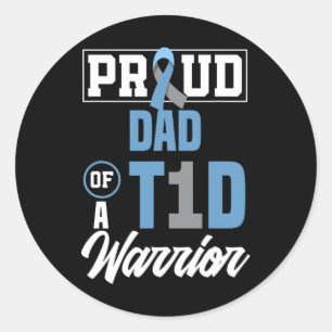 Adesivo Redondo Pai Orgulhoso De Um Guerreiro T1d Sensibilização P