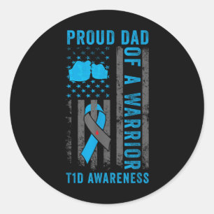 Adesivo Redondo Pai Orgulhoso De Um Guerreiro T1d Tipo 1 Diabetes