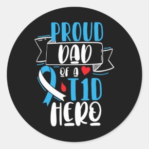 Adesivo Redondo Pai Orgulhoso De Um Pai De Diabetes Do Tipo 1 Hero