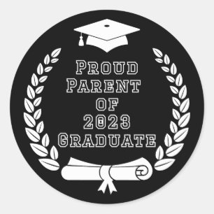 Adesivo Redondo Pai Orgulhoso do Formando de 2023 (letras brancas)