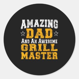 Adesivo Redondo Pai Padre Barbecue Camisa Churrasco Grelha Mestre