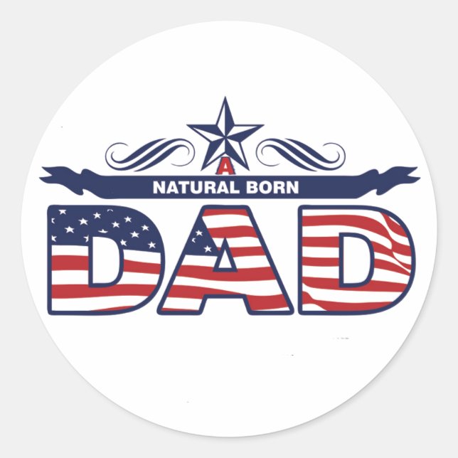 Adesivo Redondo Pai, Pai, Um Pai Natural De Nascer (Frente)