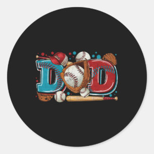 Adesivo Redondo Pai pai Vintage Ball Softball T ball