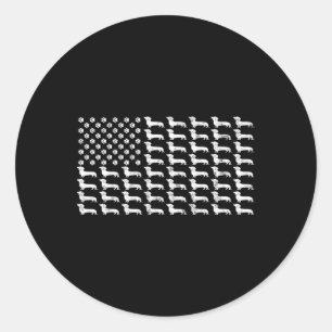 Adesivo Redondo Pai Patriótico de Cão de Bandeira Americana Dachsh