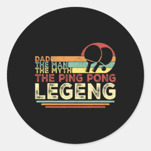 Adesivo Redondo Pai Ping Pong Vintage Ping Pong Playing Tee Fathe