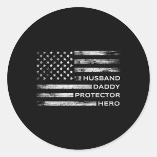 Adesivo Redondo Pai Protetor Hero Dia de os pais American Flag 1