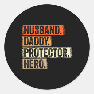 Adesivo Redondo Pai Protetor Hero Mens Dia de os pais Engraçado Pa