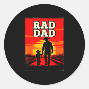 Adesivo Redondo Pai radical pai e filho agricultor western pôr do 