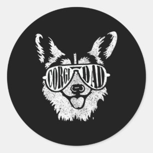 Adesivo Redondo Pai Retro Corgi Dono do Cachorro Pet Welsh Corgi G