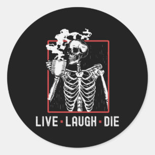 Adesivo Redondo Pai Skeleton do Dia de as Bruxas engraçado Die ao